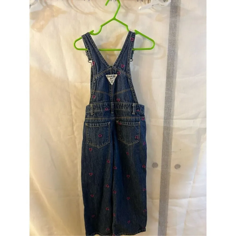 Oshkosh overalls denim pink hearts‎ 3t
